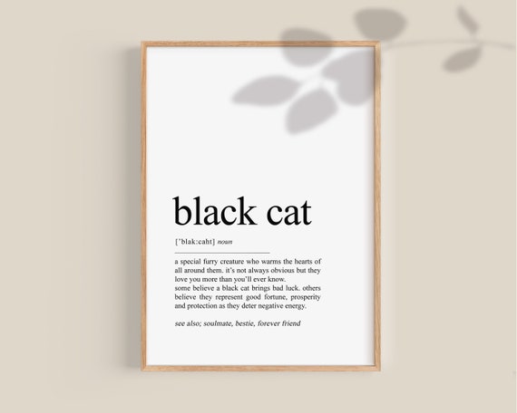 Black Cat Definition Dictionary Art Cat lover gift Halloween Dark Academia  wall art Cat mom Poster Crazy Cat lady printable art Download