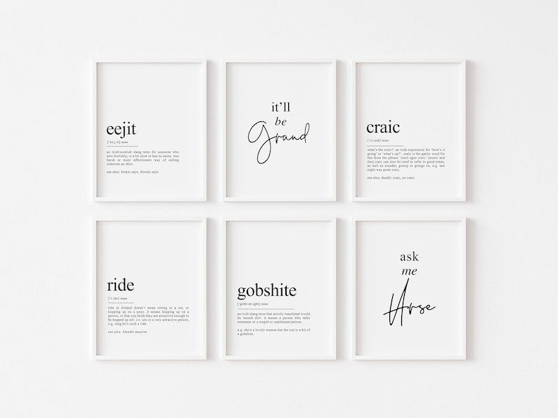 Funny Irish Gifts Gallery Wall Set of 6 Irish Prints Irish Etsy