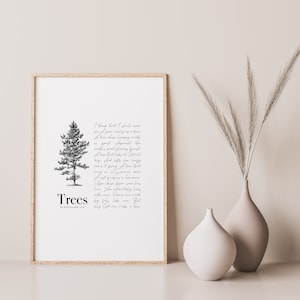 Trees Joyce Kilmer Poem, Printable Poem Joyce Kilmer Trees Poem, Literary Gift, Literature Gifts, Home Decor, Poetry Wall Art