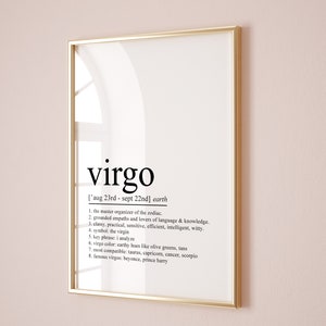 Virgo Definition Print Dictionary Art Print Virgo Poster,Virgo Gift Zodiac Gifts Virgo Birthday Gift Astrology gifts Zodiac Sign printable