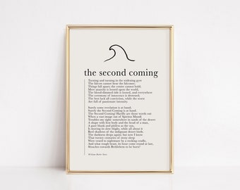 W.B. Yeats print, The Second Coming Poem, Yeats Quote, Yeats Gift, Gift for Teacher, prezenty literackie, poezja ścienna, Digital Download