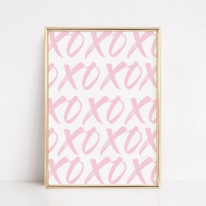 X und O Druck, Schlafzimmer Druck, XO Schlafzimmer Poster, Schlafzimmer druckbar, Rosa Drucke, Rosa Wandkunst, Teen Schlafzimmer Wand Dekor, Umarmt Küsse Drucke
