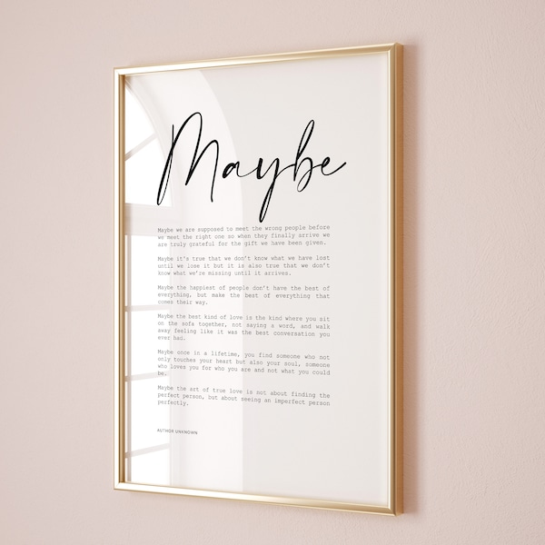 Maybe Poem Print, Wedding Anniversary Gift Valentines Day Home Decor (Digital Download)