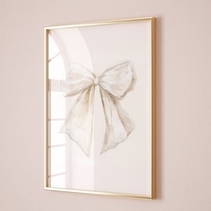 Cream Bow Nursery Print Grandmillenial Coquette Aesthetic Poster Trendy Apartment Decor White Bows Baby Girl Room Ribbon Printable Download