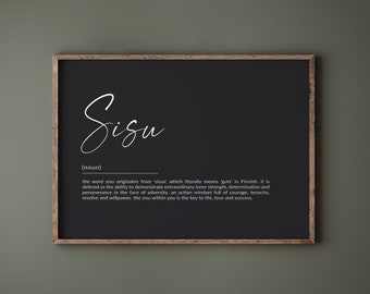 Sisu Definition Print, Sisu Poster, Sisu Wandkunst, finnisches Dekor, skandinavischer Druck, Abschlussgeschenke, printable