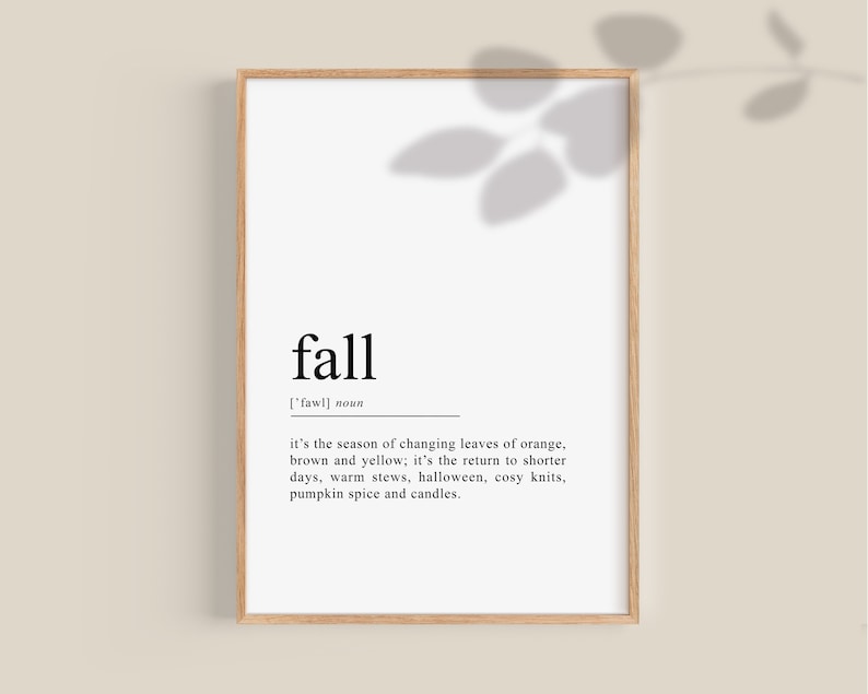 Impresión de definición de otoño, carteles de estaciones, impresión digital de decoración de pared de temporada de otoño, arte imprimible en el aula / DESCARGA instantánea imagen 1