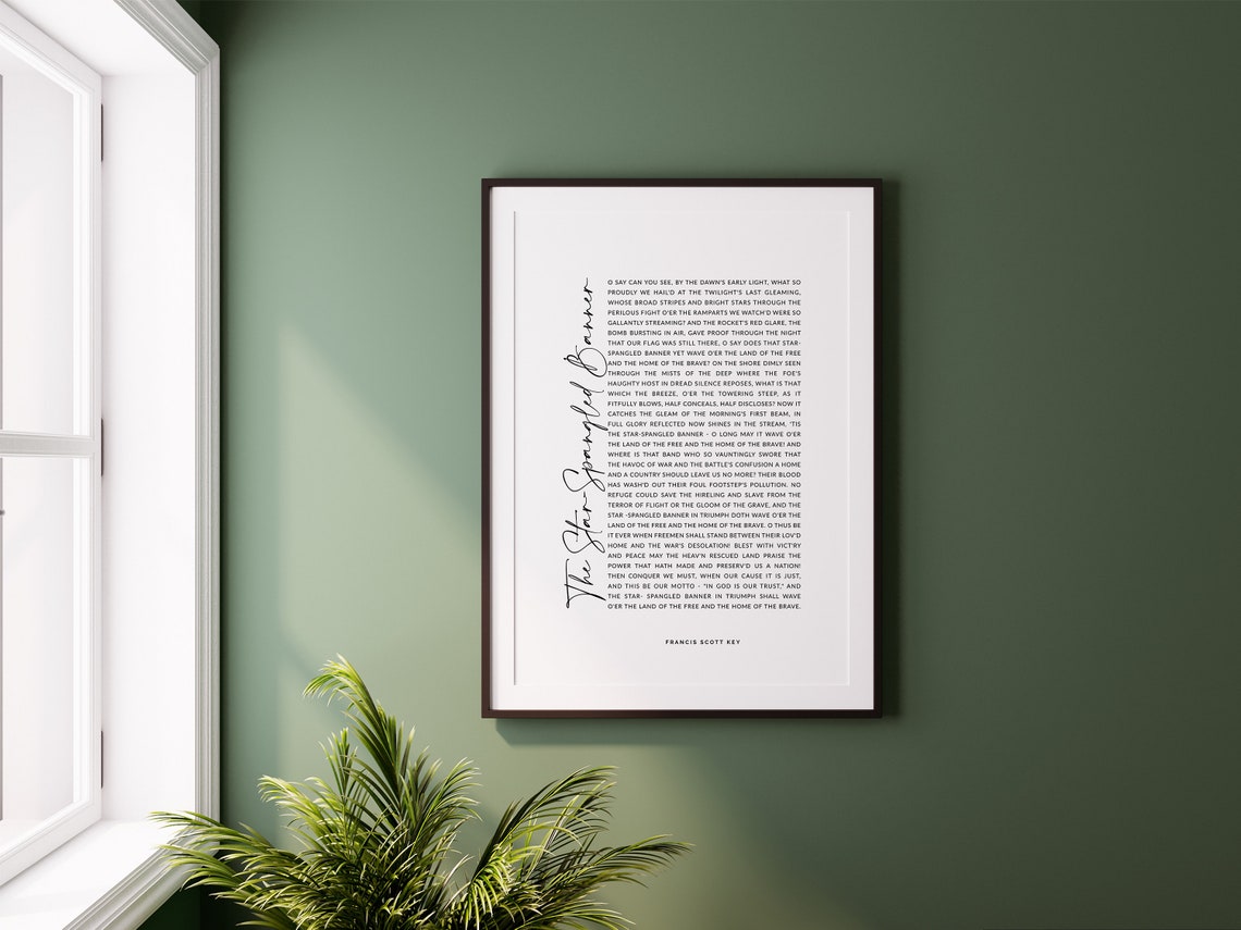 US National Anthem Lyrics Print USA National Anthem Print - Etsy