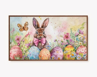 Cornice coniglietto pasquale TV Art Cornice pasquale TV Art Screensaver pasquale colorato Primavera Digitale 4k Tv Art Uova di Pasqua Art Coquette Art TV Download