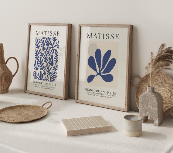 Best Seller Wall Art Matisse Print Set of 2 Prints Blue Neutral Poster Navy Museum Exhibition Floral Printable wall art DIGITAL DOWNLOAD