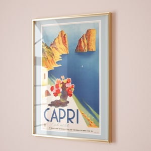 Capri Poster Digital Download, Capri Travel Print, Blue Capri printable wall art, Capri Vintage Travel Poster, Capri Italy, Travel gift