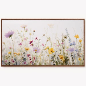 Spring Frame TV Art Spring Flowers Painting Summer Wildflowers Screensaver Vintage Country Floral Art for Digital TV Cute Botanical Art TV