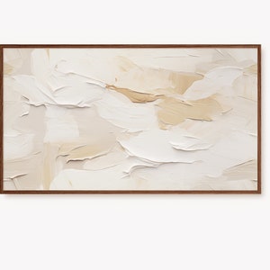 Samsung Frame TV Art Oil Painting | 3d textured plaster knife art, Neutral Modern Beige Cream Gold Artwork  | Instant Digital Download