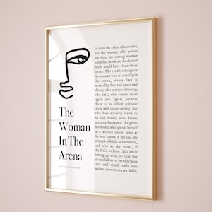 The Woman in the Arena Print, Daring Greatly Print, Man in the Arena poster, Inspirational wall art, feminist quote, empowered woman gift