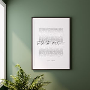 US National Anthem Lyrics Print, USA National Anthem Print, the Star ...