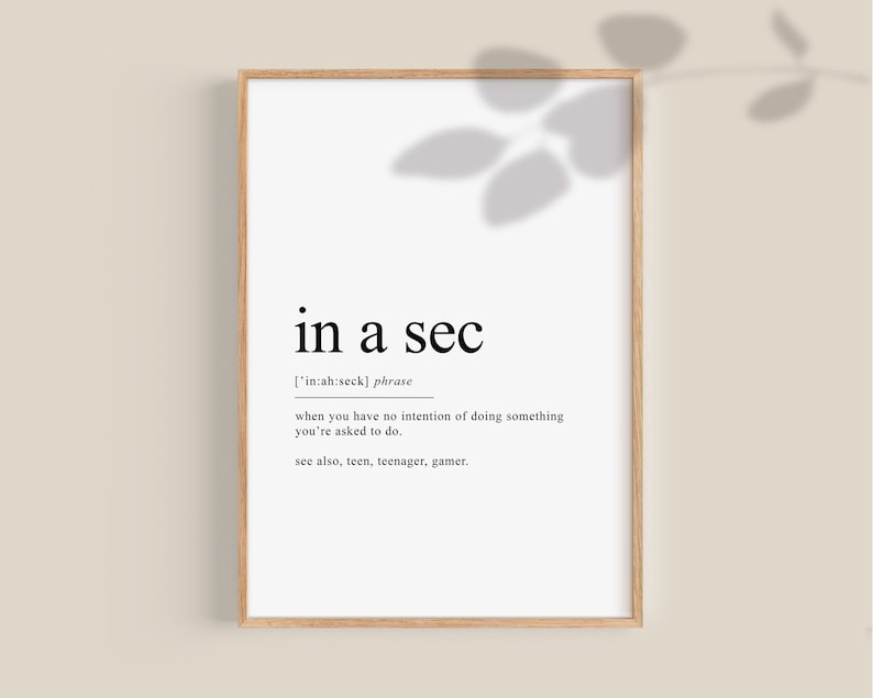 Teen Gifts, in a Sec Definition, Dictionary Art, Dictionary Print ...
