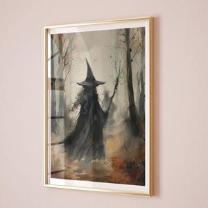 Vintage Witch Print Witch wall art Halloween Witch Hat Dark Academia Witch Painting Spooky Witchy Gift Printable Dark Witch Artwork DOWNLOAD