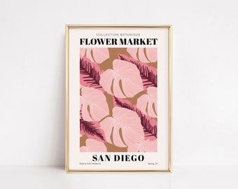 San Diego Flower market print,  Flower market poster, San Diego Print, retro flower print, San Diego Art, digital download