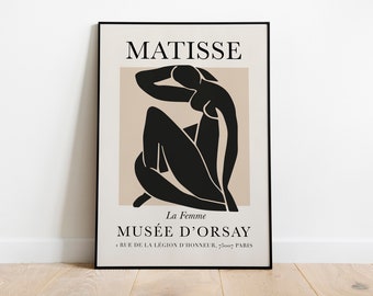 Henri Matisse Print, Matisse Poster, La Femme, Abstract Woman Printable wall art, Matisse Exhibition poster, Beige Matisse, Digital Download