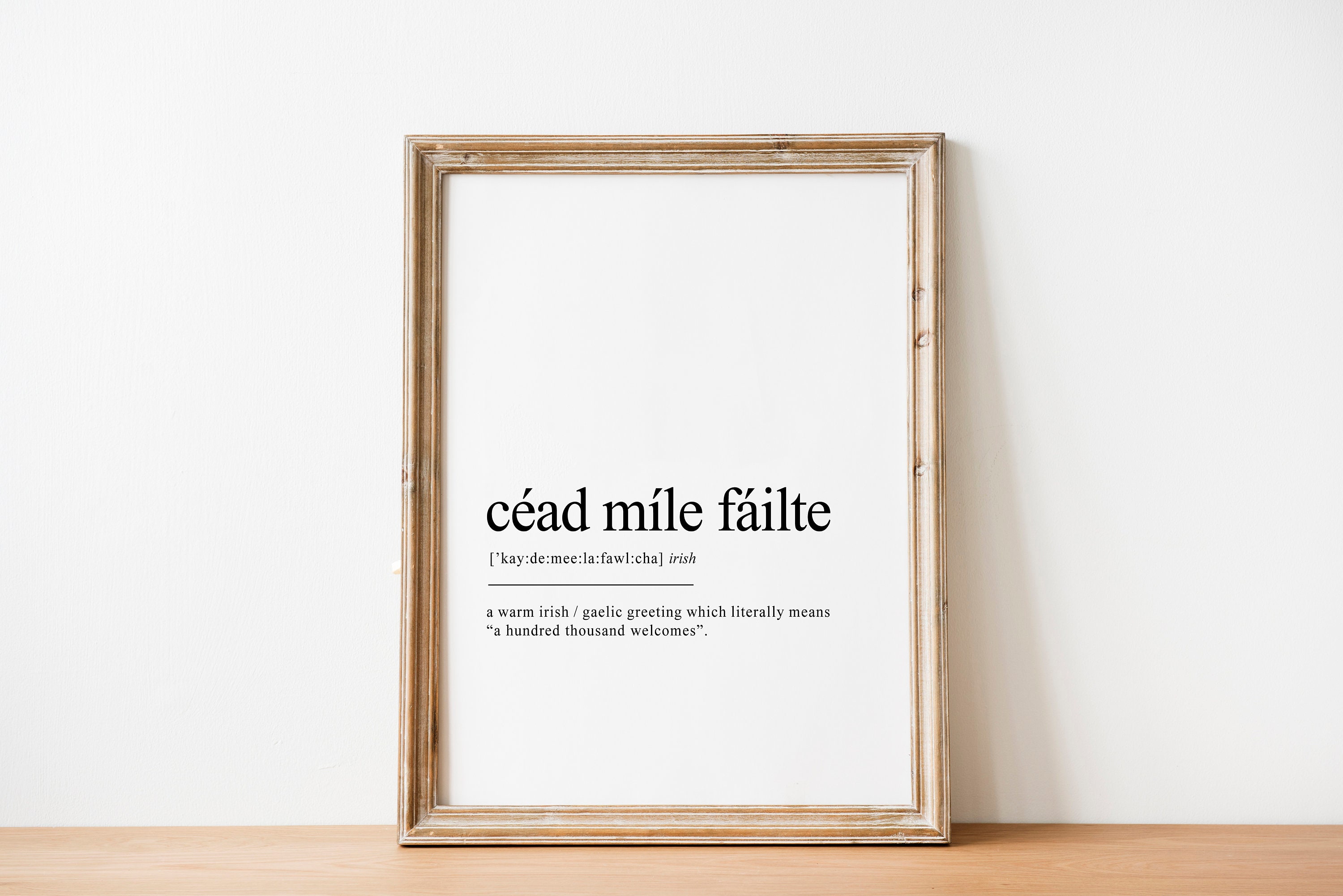 Céad Míle Fáilte Definition Wall Print Gaelic Digital Print Etsy