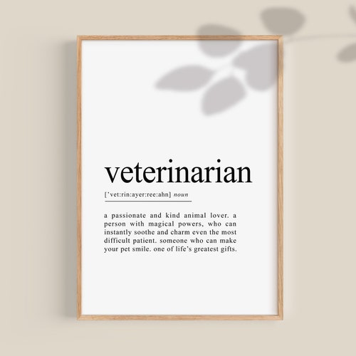 Veterinarian Definition Print Veterinarian Gift Etsy