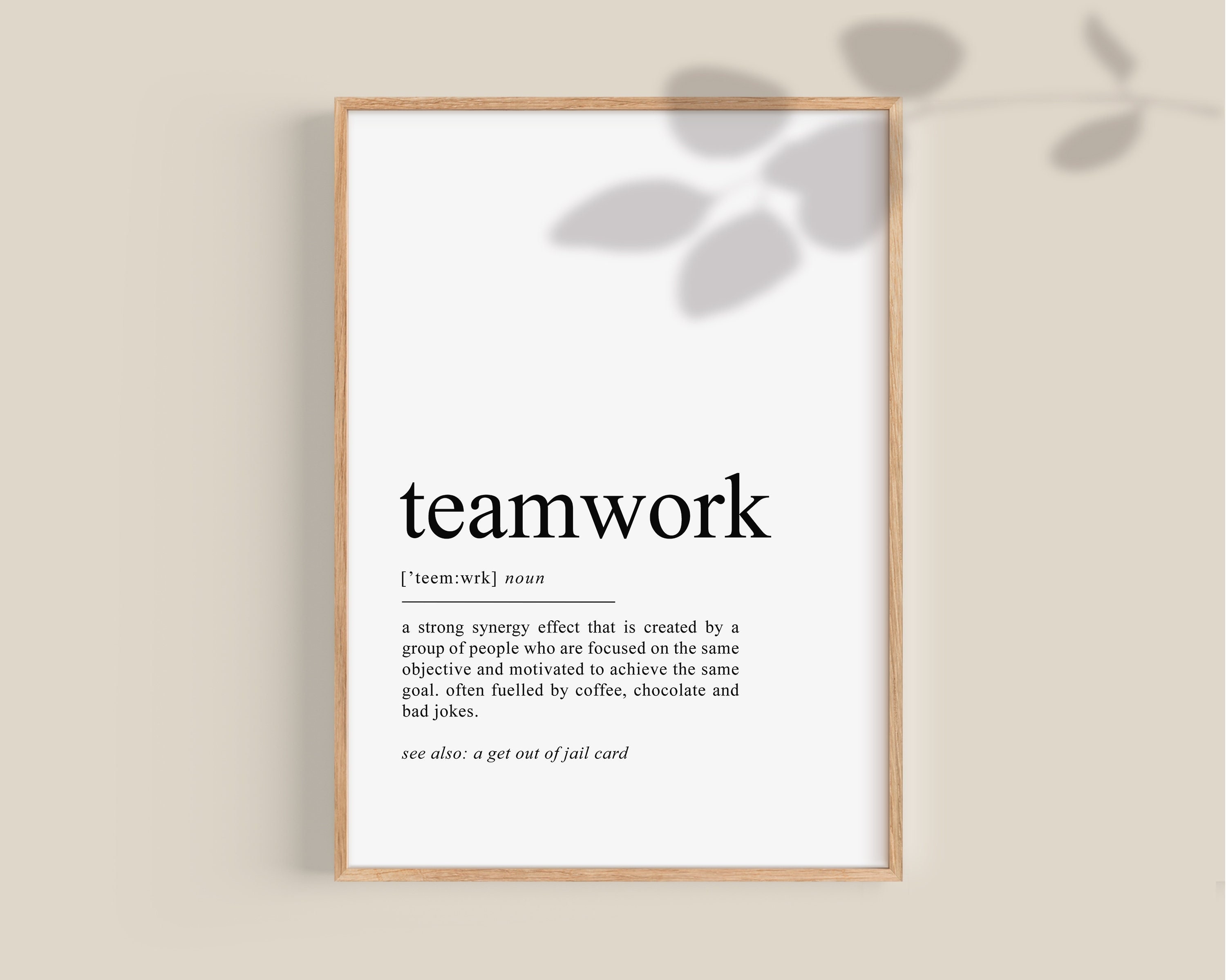 Teamwork Definition Print, Teamwork Quote Office Wall Art, Office Art  Prints, Teamwork Poster, Dictionary Art Printable -  Canada