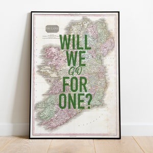 Lustiges irisches Poster St. Patrick's Day Dekor Barwagen Wandkunst Karte von Irland Pub Art Man Höhle druckbare trendige irische Bürowandkunst Download