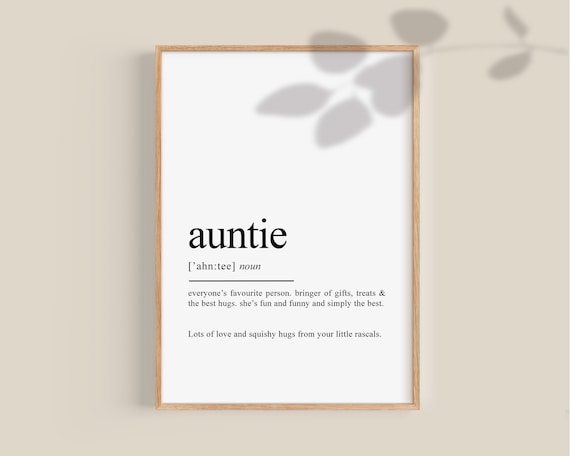 Auntie Gift Special Auntie Definition Print Best Aunt Gifts