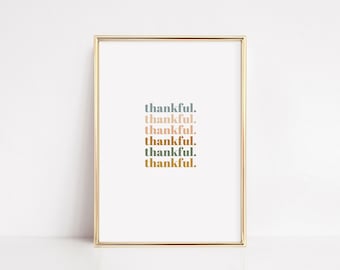 Thankful Printable wall art, Thanksgiving Decor, Thanks Giving prints, Give Thanks Gifts, Rustic Kitchen Digital Download