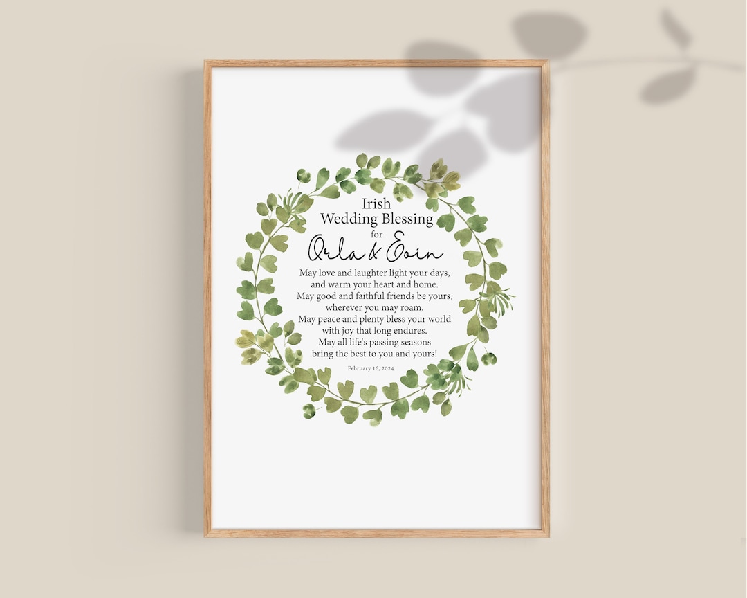 Irish Wedding Blessing Gift, Personalised Irish Blessing Wedding Gift ...