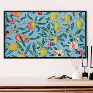 William Morris Frame TV Art Spring TV Art Vintage Blue Textile Wall Art Antique Summer Fruits Eclectic Art Screensaver Vibrant Background