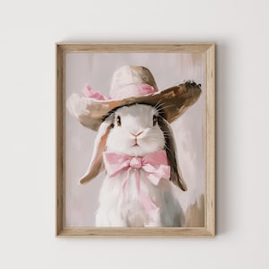 Cowboy Easter Bunny Print Western Nursery Art Grandmillenial Grandma Chic Posters Cute Coquette Rabbit Painting Printable Spring Wall Decor