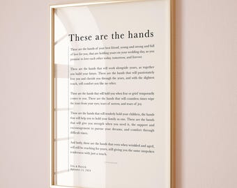 Wedding Blessing Gift These are the Hands Personalised Wedding Wall art set of 2 Custom Marriage Blessing Couple Print Wife to be DIGITAL