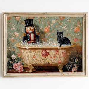 Nutcracker Print Christmas prints Funny Christmas Decor Nutcracker in the Bathtub Bathroom Wall Art Winter Holiday Decor Cute Xmas Printable