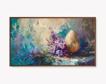 Samsung Frame TV Art Cornice di Pasqua Cornice TV Art Cornice di Primavera Tv Artwork Uovo di Pasqua Tv Art Decorazione per la casa di Pasqua Rametto Fiori Download digitale di Pasqua