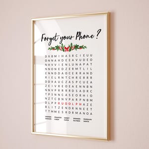 Christmas Bathroom Print Funny Forgot Your Phone Restroom Poster Reindeer Games Christmas Puzzle bathroom sign Download Toilet Wall Art