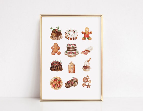 Christmas Wall Art Printable Rustic Xmas Decorations | Farmhouse Christmas Printable wall art, Gingerbread Man Digital Download