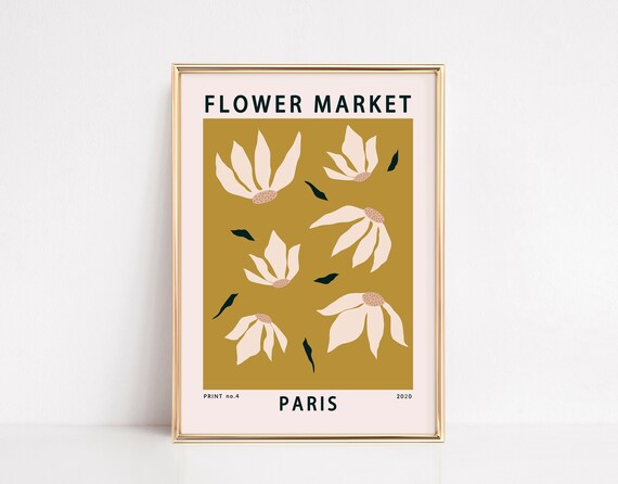 PARIS Flower market poster Love Paris Wall Art Gift Trendy abstract floral art print for Paris Lover Retro flower print digital download