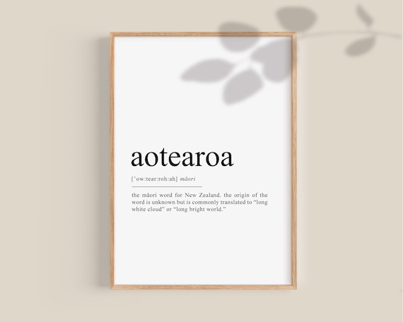 New Zealand Poster, Aotearoa Definition Print, New Zealand Family Gift Wedding Gifts, Maori Wall Decor Maori Printable art Digital Download