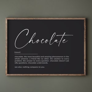 Impresiones de pared con definición de chocolate Regalos de San Valentín para amantes del chocolate Arte de cocina con amor por el chocolate Decoración de habitación de adolescente / DESCARGAR
