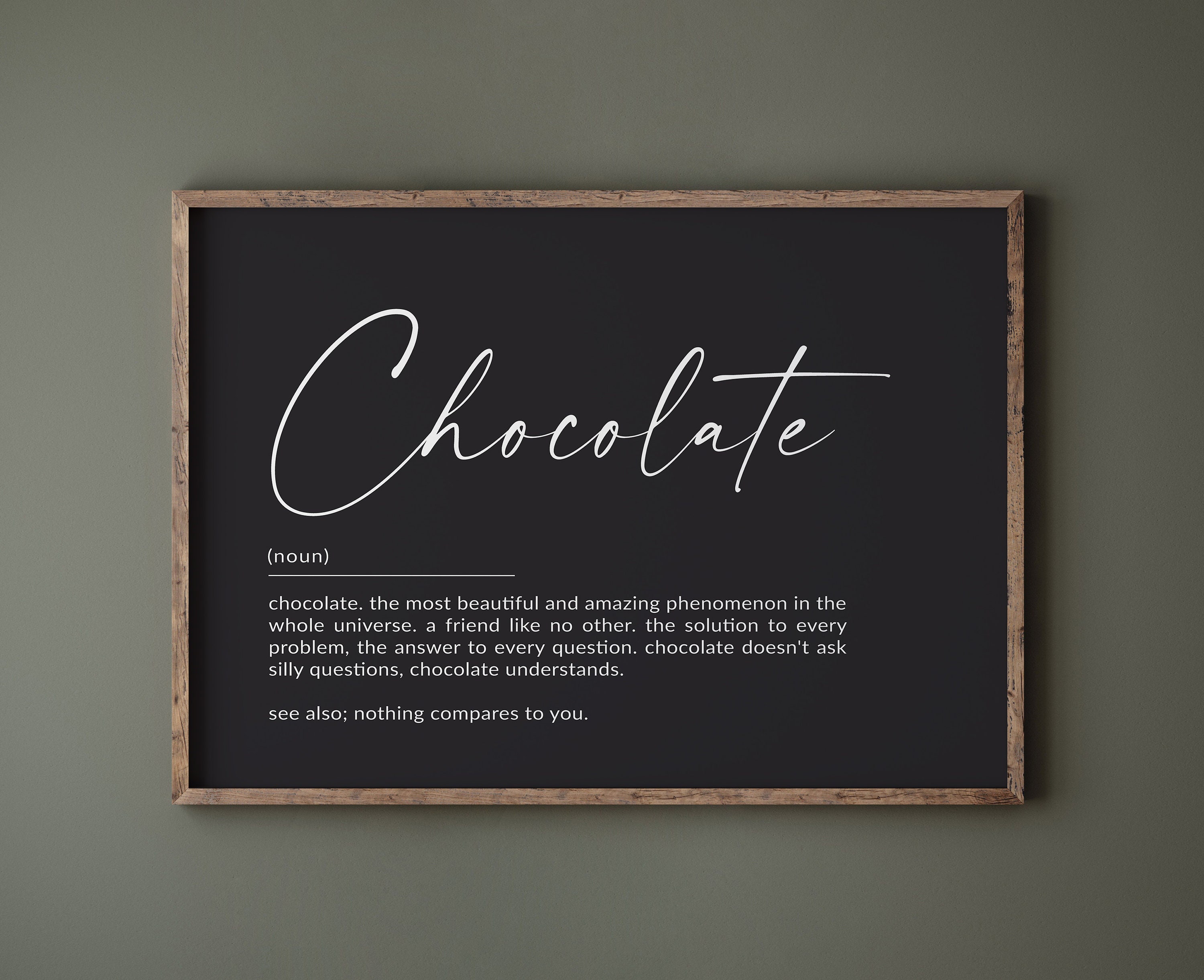 Chocolate Definition Wall Prints Valentines Day Gifts for chocolate lovers Love Chocolate Kitchen Art Teenage Girl Room Decor | DOWNLOAD