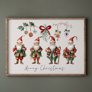 Merry Christmas Print, Christmas Santa Elf Printable wall art, Seasonal Signs, Nursery Wall Prints, Kids Xmas home decor | Digital DOWNLOAD