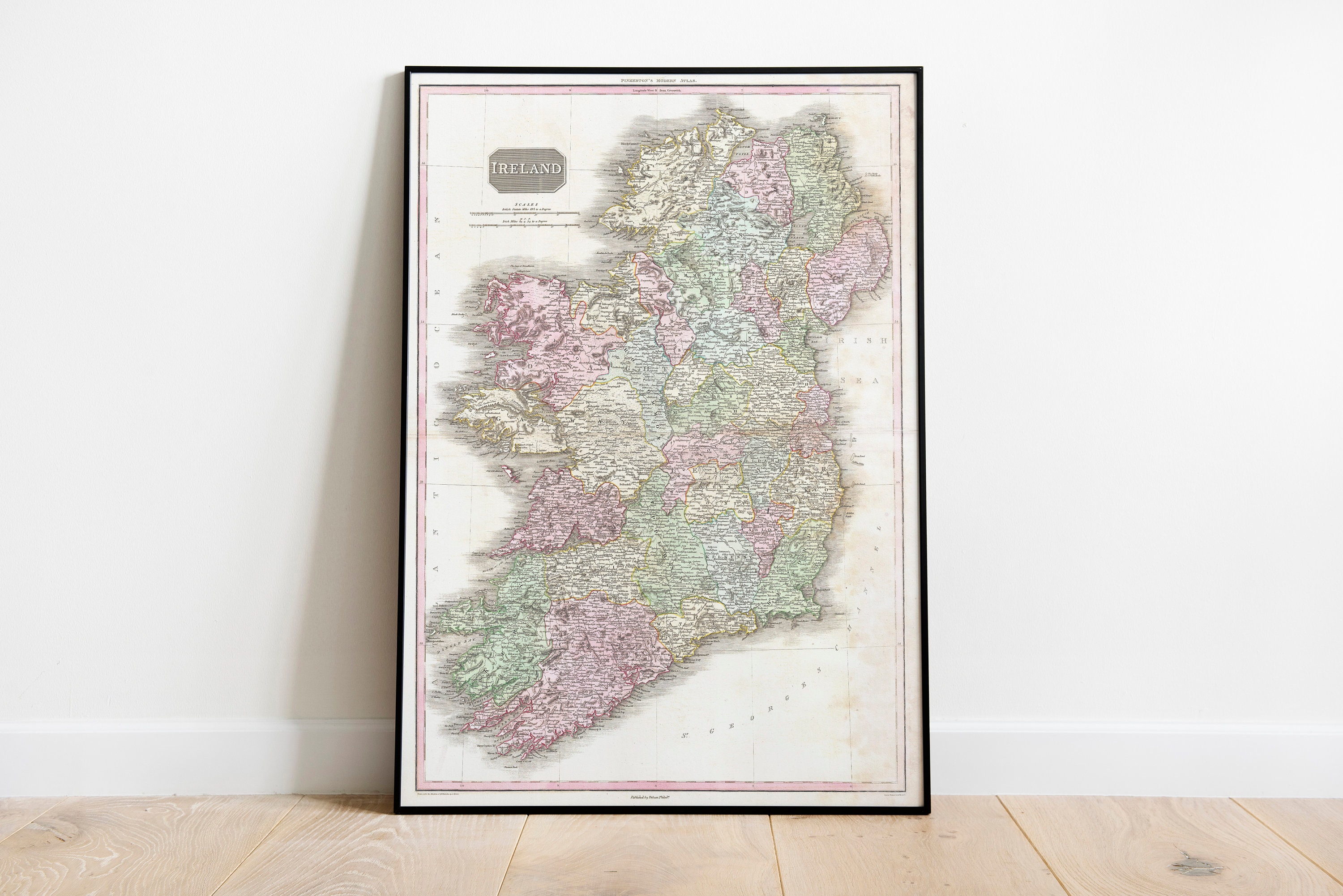 Rustic Irish Map Irish Prints Map of Ireland Wall Art Irish Poster, Vintage Irish Art ...