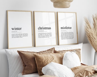 Christmas Decor Set of 3 Prints Trendy Wall Art Christmas Definition Winter Wall Decor Xmas Holiday Wall art Christmas Kitchen Decor