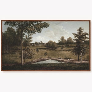 Samsung Frame TV Art Vintage Rustic Landscape Painting, Moody Autumn Country Artwork, Muted Fall Decor | DIGITAL Download
