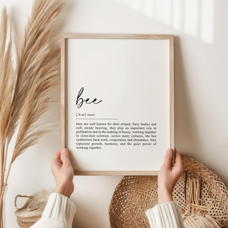Highlight Cursive Bee Art, Bumble Bee Dictionary Definition Quote, Gardener Art Print ...
