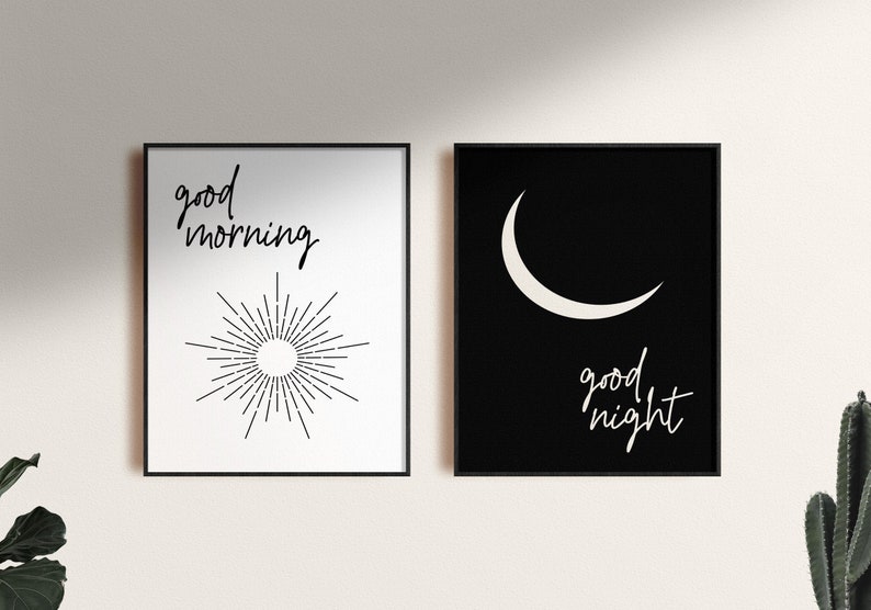 Good Morning Good Night Bedroom Wall Art Bedroom Poster Etsy