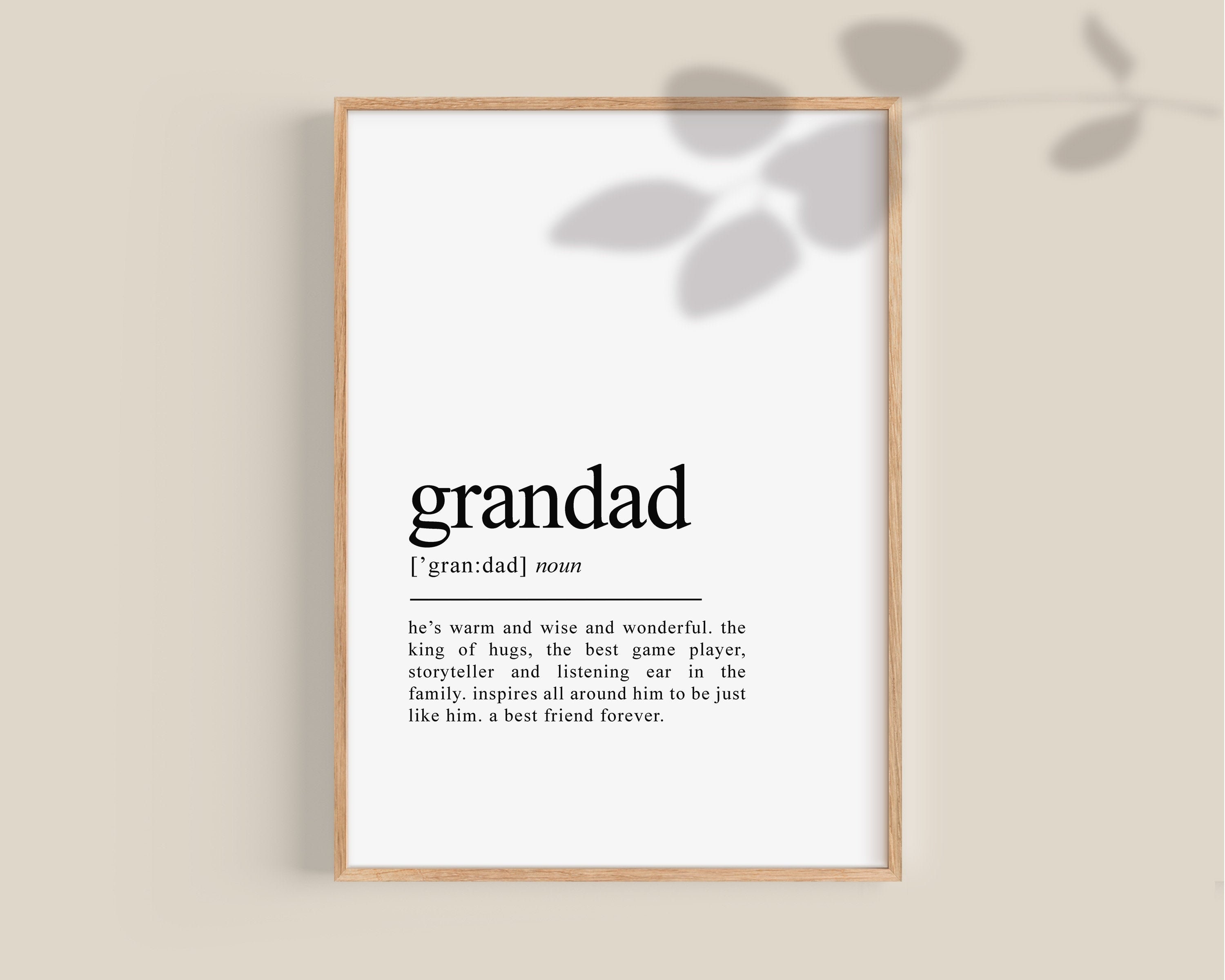 Grandad Gift, Father's Day Grandad Definition Print, Gifts for Grandad, Best Grandad Ever Poster Printable wall art | Digital Download