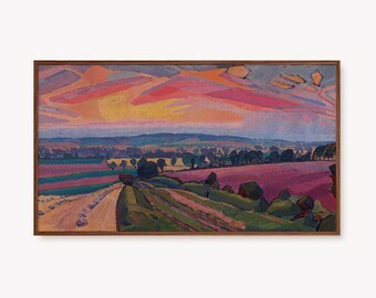 Samsung Frame TV Art Landscape Oil Painting | Colorful Vintage Artwork for The Frame TV | Country Decor | Abstract Painting Digital Download