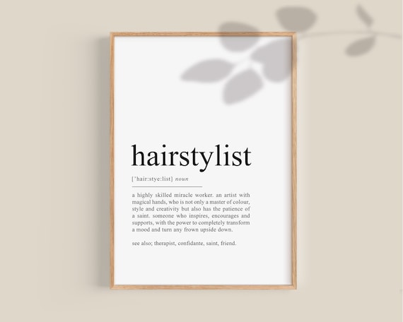 Hairstylist definition print, Hairstylist gift, Hair stylist Gifts for Hairstylists, Hair salon decor salon printable wall art hairdresser