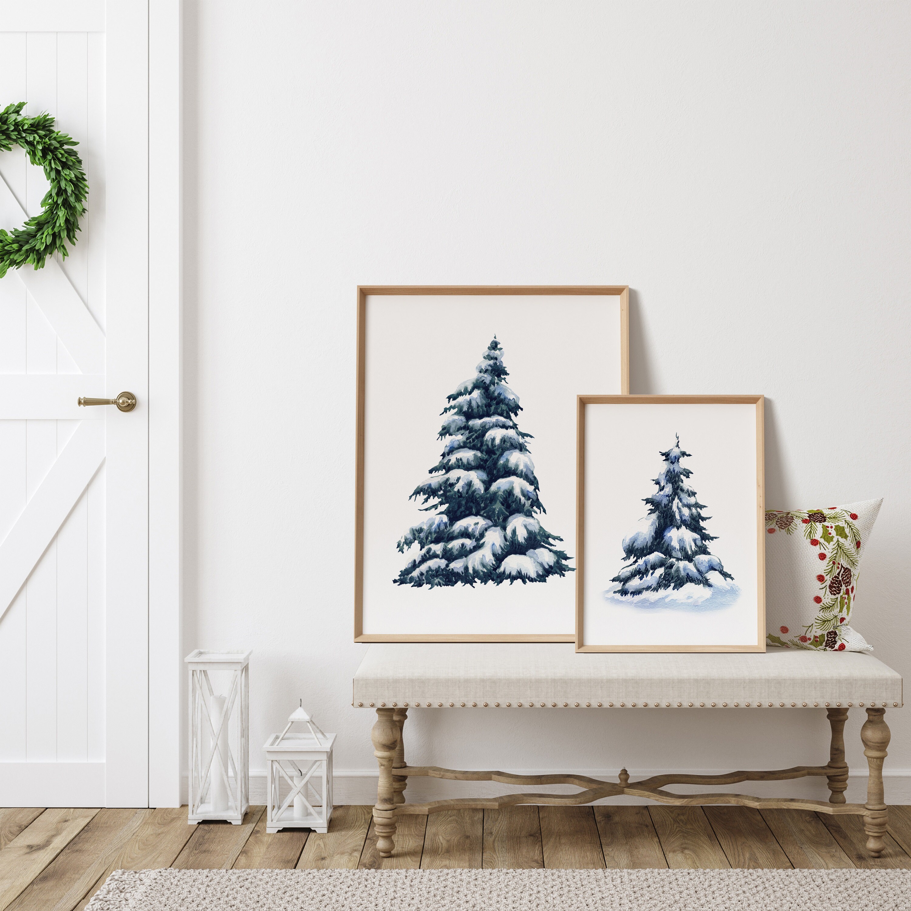 Christmas Set of 3 Prints Printable Wall Art Blue Christmas Snow ...